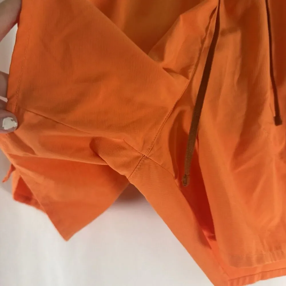 Nike Running Shorts Men's Large Neon Orange Elastic Waist Pull On Drawstring